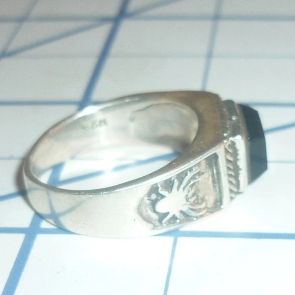 Sterling Silver Black Onyx Spider Ring Size 4.75 .925 Gothic Statement Band